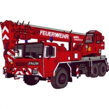 Feuerwehrmotiv FAUN Kranwagen gestickt
