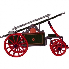 Feuerwehrmotiv Handdruckspritze gestickt