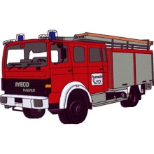 Feuerwehrmotiv Magirus Iveco LF16 gestickt