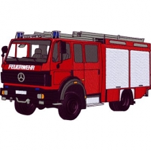 Feuerwehrmotiv Mercedes LF 16 gestickt Feuerwehrmotiv Mercedes LF 16 gestickt
