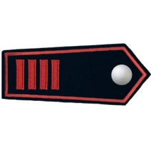 Schulterklappe NRW mit Knopfverschluss<br>Unterbrandmeister (UBM) <br>4 Balken rot Umrandung rot<br><br>Grundfarbe marine<Br><br>NACH NEUEM RUNDERLASS 2017