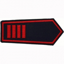 Schulterklappe NRW mit Klettverschluss<br>Unterbrandmeister (UBM) <br>4 Balken rot Umrandung rot<br><br>Grundfarbe marine<Br><br>NACH NEUEM RUNDERLASS 2017