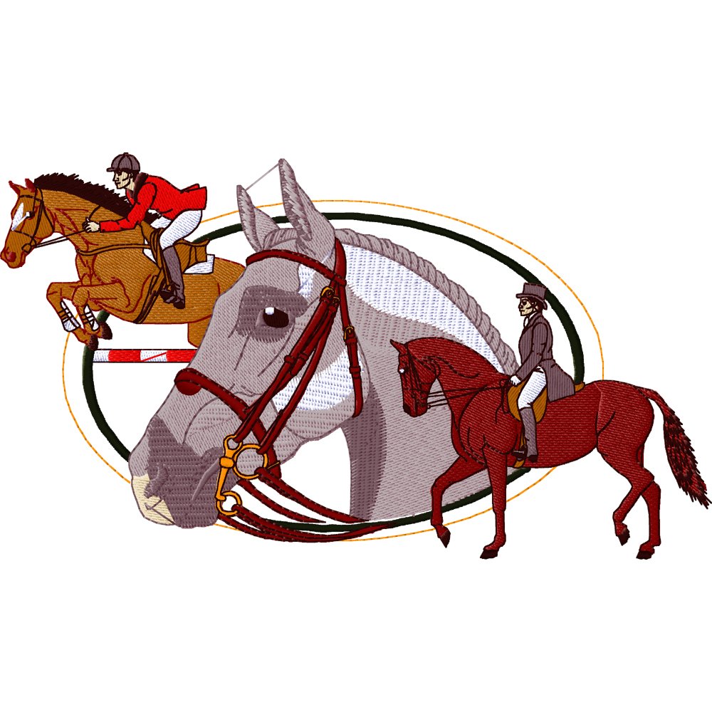 Reitmotiv - Pferdesport - gestickt